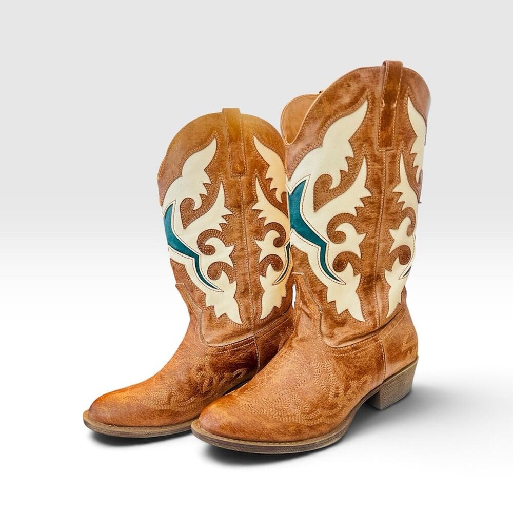 Matisse Stampede 2 Western Cowboy Boots Brown Turquoise Women’s 8.5 - Picture 2 of 16
